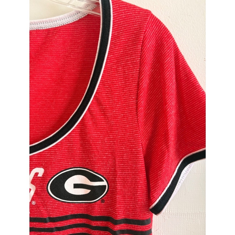 Creative Apparel Georgia Bulldogs NCAA Red Scoop Neck T-Shirt Womens Large - Picture 4 of 6